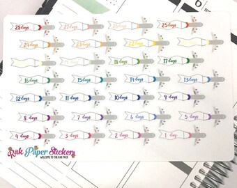 Vacation Countdown! - set of 28 stickers for your Erin Condren, Plum Paper, Filofax, or other calendar or planner!