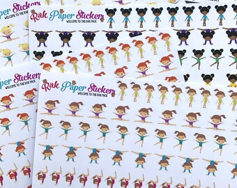 Gymnastics! - Set of 63 stickers for your Erin Condren, Inkwell Press, Happy Planner or other calendar or planner!
