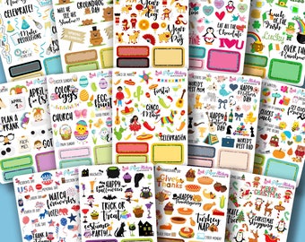 Holiday Samplers! - a year of decorative holiday stickers - erin condren, happy planner, travelers notebook, plum paper, inkwell press