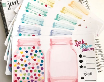 Weight Loss Tracker Mason Jar! - set of 76 stickers for your Erin Condren, Inkwell Press, Happy Planner or other planner!