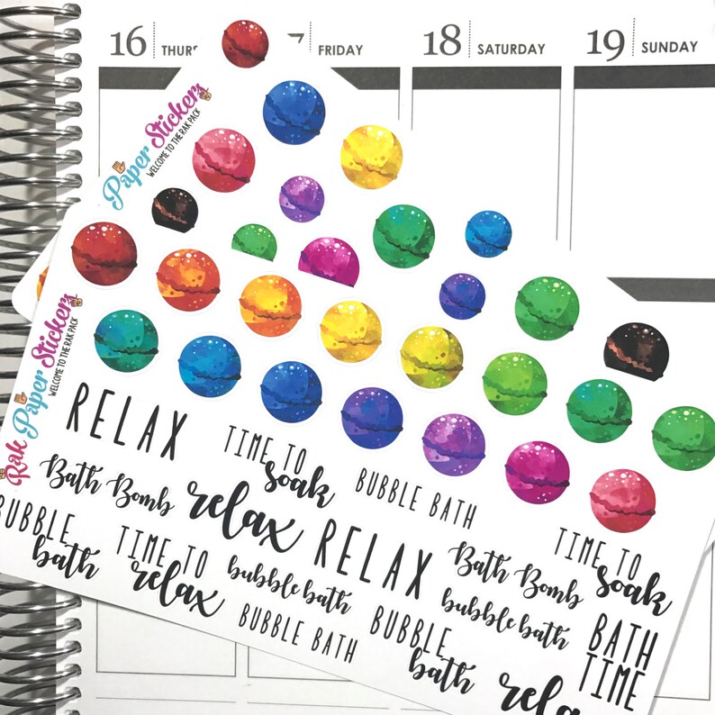 Bath Bomb set of 32 or 38 stickers for your Erin Condren Etsy