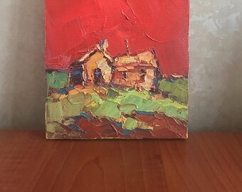 Original Abstract Painting Small Landscape Original Landscape Painting Oil on Canvas Handmade Abstract Painting on Canvas Housewarming Gift