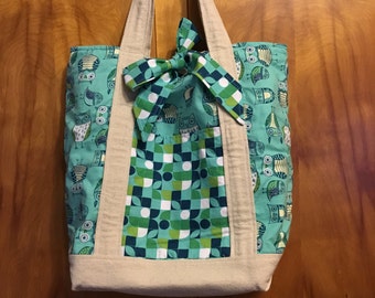 Canvas Beach Tote with Ties