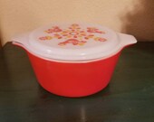 Pyrex 1.5 Qt. Casserol Red with Friendship Design