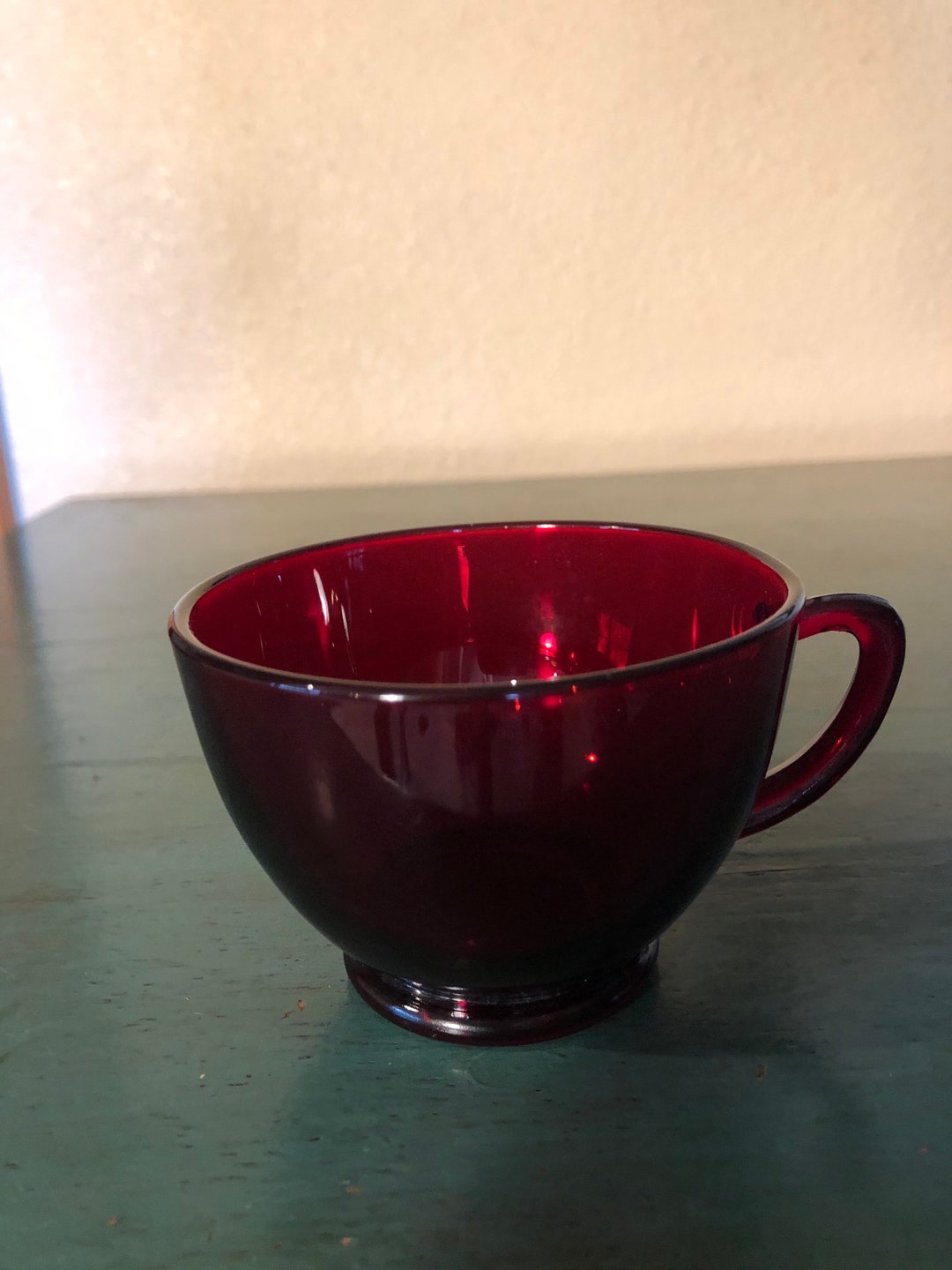 Ruby Red Glass Tea Cups Etsy