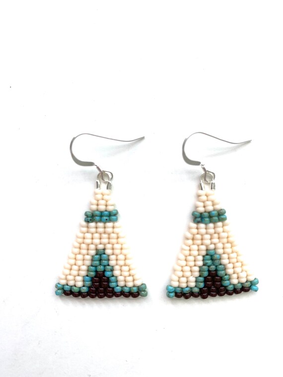 Tipi Earrings Beaded Indigenous Teepee Jewelry Seed Bead Etsy UK