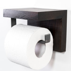 Toilet paper roll holder with shelf wc wood wall mount floating rack for bathroom