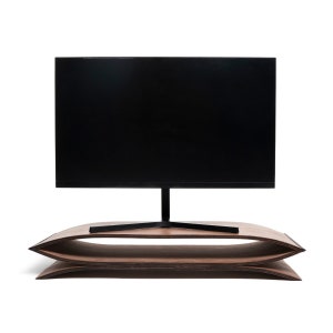 Wooden Monitor Stand for Desk, Computer Desktop Riser with Storage Organizer, Modern PC Accessories for Screen, Wood Shelf for Laptop