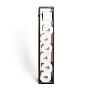 Porta carta igienica indipendente, porta rotolo in legno senza foratura con ripiano, portaoggetti da pavimento per rotoli di carta igienica, esclusivo porta rotolo in legno indipendente