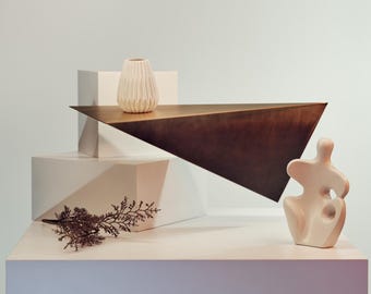 Brass floating wall shelf, unique minimalistic design handmade Metal shelves.