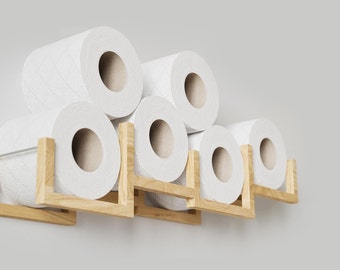 Étagère porte-papier hygiénique en rouleau, support mural flottant en bois pour brique de salle de bain