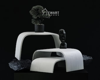 White Tiered Floor Plant Stand, Modern Podium Riser