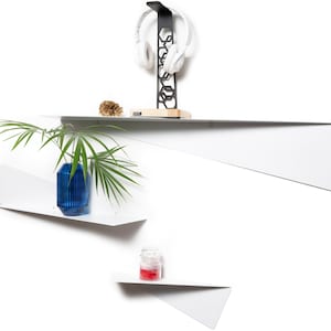 Metal Floating Wall Shelf White Black - Wandregal Industrial Shelves - Steel Décor