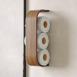 Porta carta igienica, mensola in legno, porta rotolo WC in noce, porta rotolo galleggiante da parete in rovere, supporti unici per il bagno, organizer per carta igienica