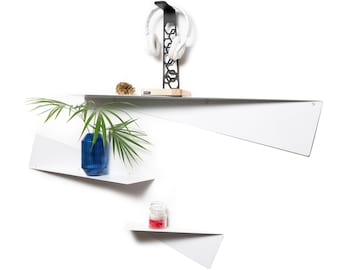 Metal Floating Wall Shelf White Black - Wandregal Industrial Shelves - Steel Décor