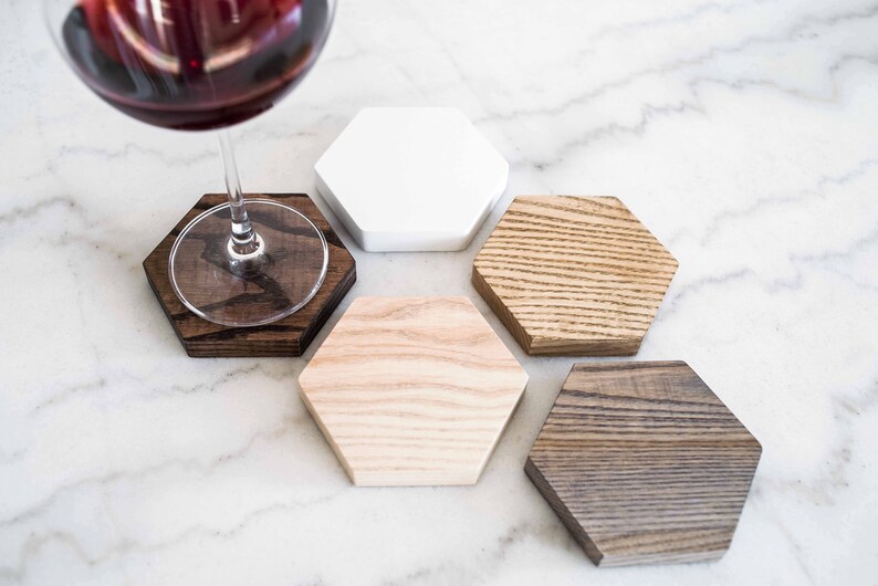 Glass Coaster Hexagonal Coaster Wooden Coaster Drink Tea Tray Etsy
