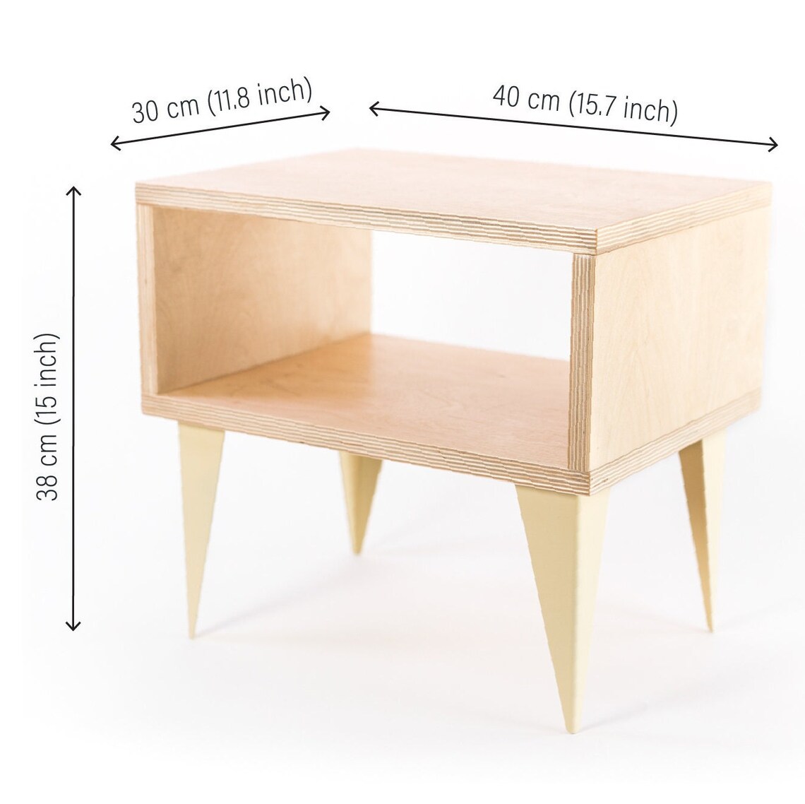 Nightstand End Table Bedside Wood Shelf With Metal Legs Table Etsy