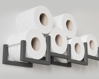 Wall Mount Toilet Paper Holder, Wood TP floating storage shelf for multiple rolls tissue, hanging wooden restroom Loo roll rack Brick