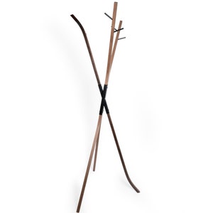Free Standing Coat Rack, Walnut Wood Hanger Stand for Clothes