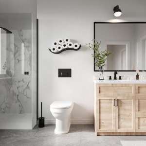 Toilettenpapierhalter Regal WC-Rolle Wandhalterung Holz schwimmendes Regale für Badezimmer Wave Bild 6