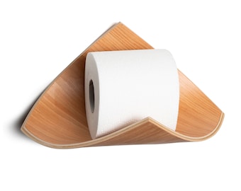 Porte-papier toilette, étagère WC en chêne, support flottant mural en bois pour salle de bain (feuille)