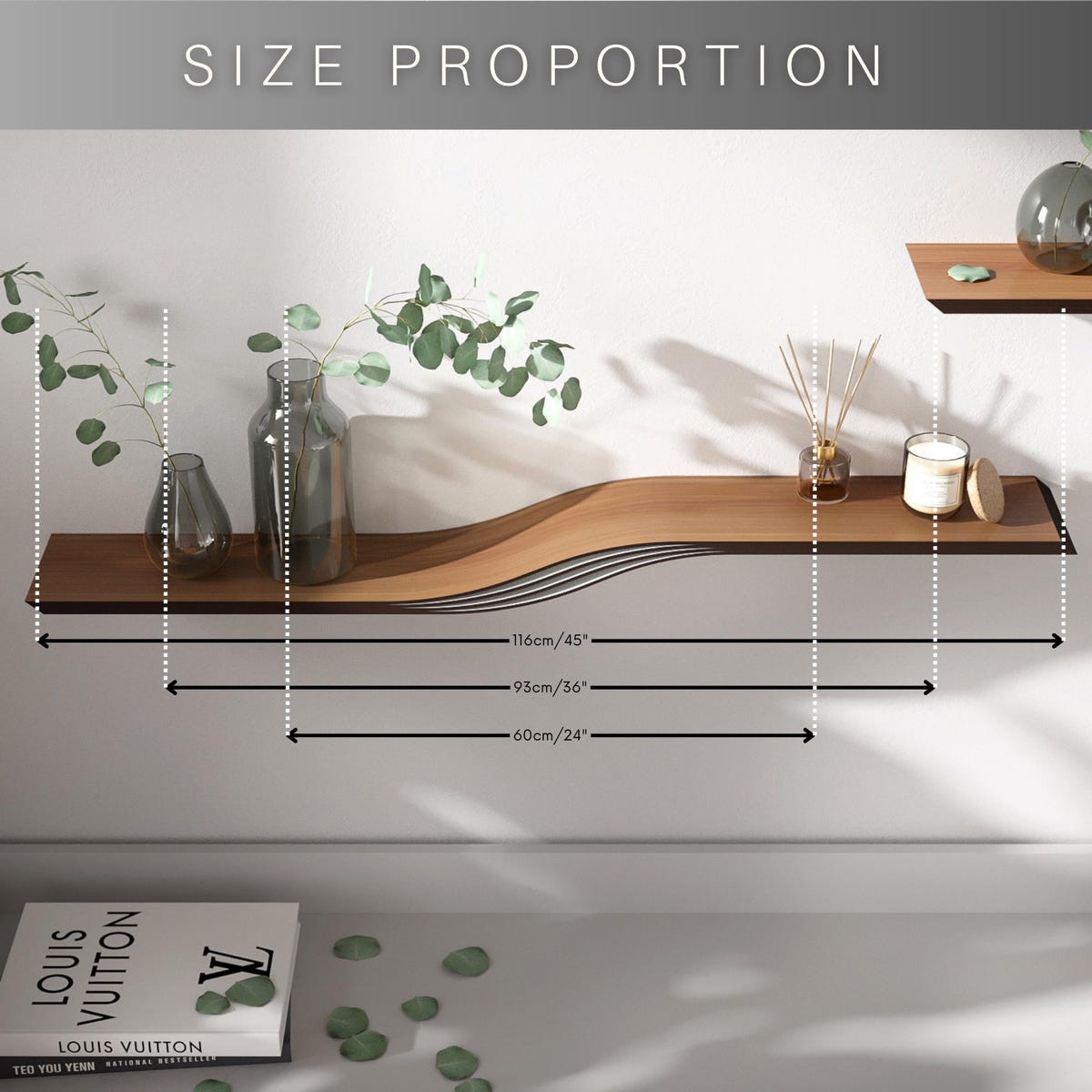 Floating Shelf Wall Mounted, WALNUT Hanging Floating Shelves