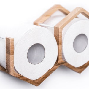 Porta carta igienica da parete, mensola portaoggetti galleggiante in legno TP per più rotoli di carta igienica, porta rotolo di carta igienica sospeso in legno a nido d'ape