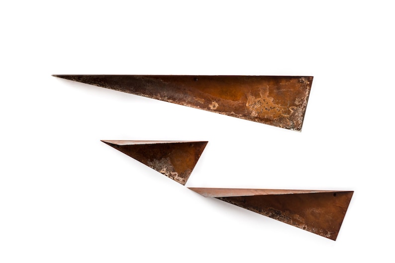 Mensola sospesa da parete in metallo, ripiani unici geometrici wandregal montati in stile rustico immagine 8