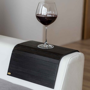 Sofa arm tray table couch bedside wood coaster coffee cup foldable protector mat tv chair armrest caddy end tables trays