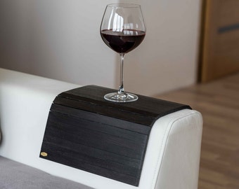 Mesa auxiliar para el brazo del sofá, protector de sofá plegable, posavasos de madera para la mesilla de noche