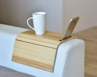 Sofa arm tray table couch bedside wood coaster coffee cup foldable protector mat tv chair armrest caddy end tables trays