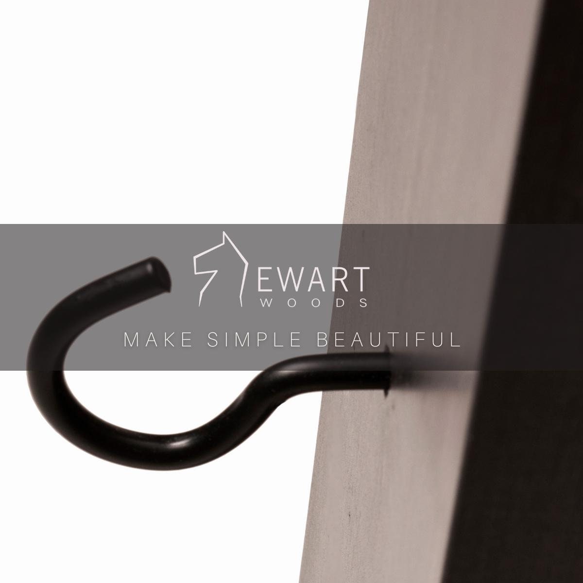Porta Tazze In Legno Con Base A Fiore E 4 Ganci - Salvaspazio Per Tazze Da Caffè E Gioielli - Colore Nero
