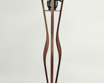 Tall Plant Stand Indoor, Curved Floor Rattan Pillar, Wooden Flower Pot Stand, Unique Handmade Walnut/Oak