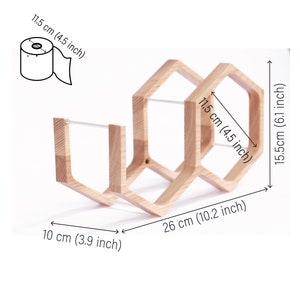 Étagère porte-papier hygiénique en rouleau, support mural flottant en bois pour salle de bain, mini nid d'abeille image 8