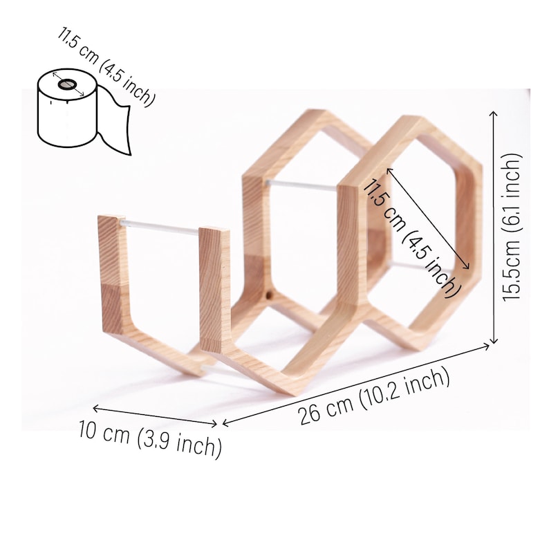 Étagère porte-papier hygiénique en rouleau, support mural flottant en bois pour salle de bain, mini nid d'abeille image 8