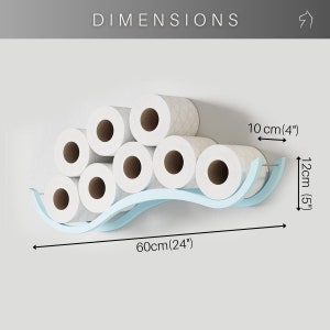 Toilettenpapierhalter Regal WC-Rolle Wandhalterung Holz schwimmendes Regale für Badezimmer Wave Bild 3