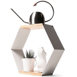 Hexagon shelves floating wall shelf geometric wooden metal honeycomb shape modern holder