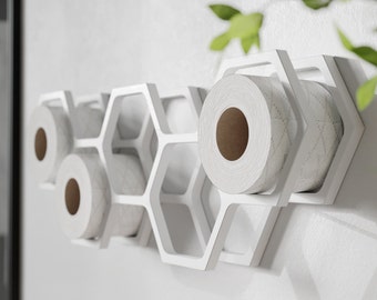 Étagère porte-papier hygiénique en rouleau, support mural flottant en bois pour salle de bain en nid d'abeille