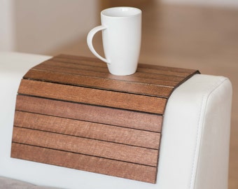 Bandeja para brazo de sofá, mesa, mesita de noche, posavasos de madera, taza de café, estera protectora plegable, reposabrazos para silla de tv, bandejas para mesa auxiliar