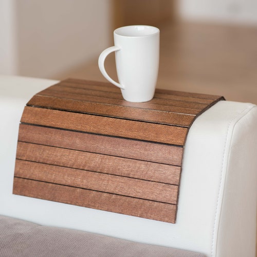 Sofa Arm Tray Table Couch Bedside Wood Coaster Coffee Cup Etsy