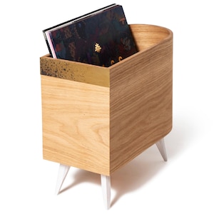 ゴールド装飾のビニールレコード収納スタンド、木製マガジンホルダー、アルバムアクセサリーボックス、コンパクトな床置き本棚、レコードクレート