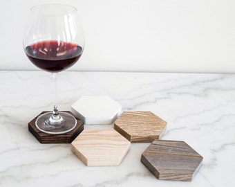 Coaster glass coaster hexagonal wooden coaster drink coaster for glass coaster natural wood coaster hardwood