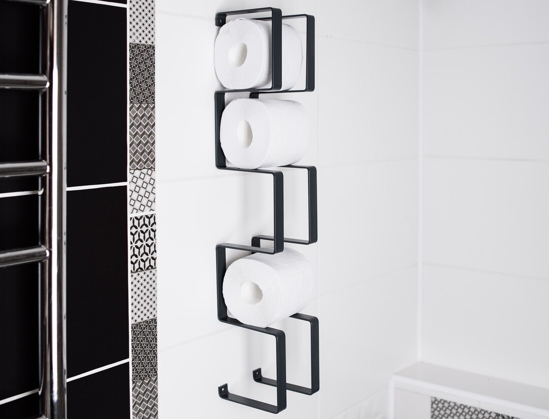 Toilet Paper Holder Shelf Wc Roll Wall Mount Steel Floating