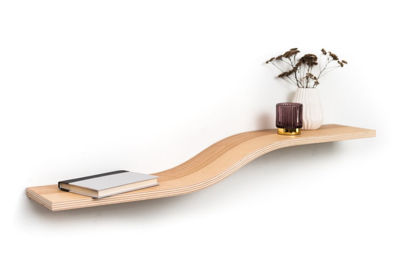 Floating Wall Geometric Shelf, Book Shelves Wood Wandregal,Modern Wooden Handmade Furniture Oak Simple Shelving image 1