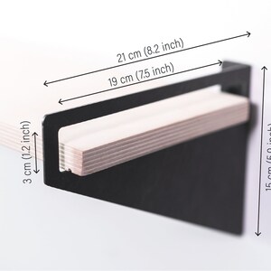Floating wall shelf brackets Wooden metal hanging geometric book wandregal wall shelves wood modern handmade furniture image 2