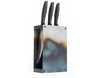 Metal Knife Block, Knives Holder Free Standing, Kitchen Organization, Industrial Knive Stand