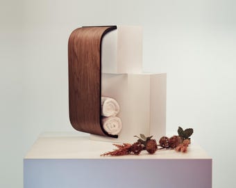 Wall Mounted Wood Towel Holder, Vertical Bathroom Shelf