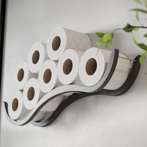 Toilet paper holder shelf wc roll wall mount wood floating rack for bathroom Wave