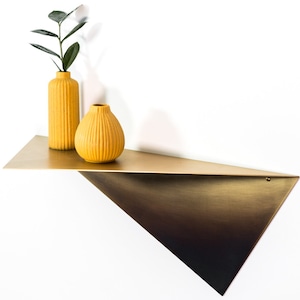 Brass floating wall shelf, unique minimalistic design handmade Metal shelves.