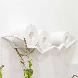 Toilet paper holder shelf wc roll wall mount wood floating rack for bathroom zigzag